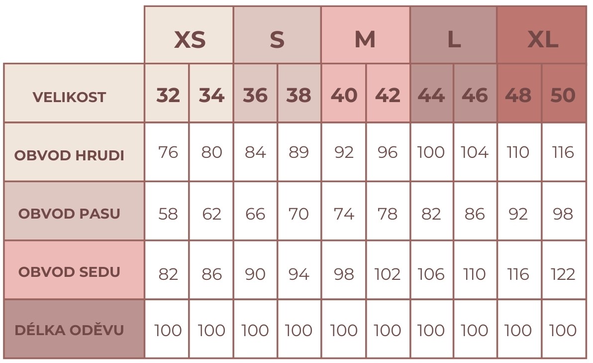 kalhoty balen Tabulka velikostí A4
